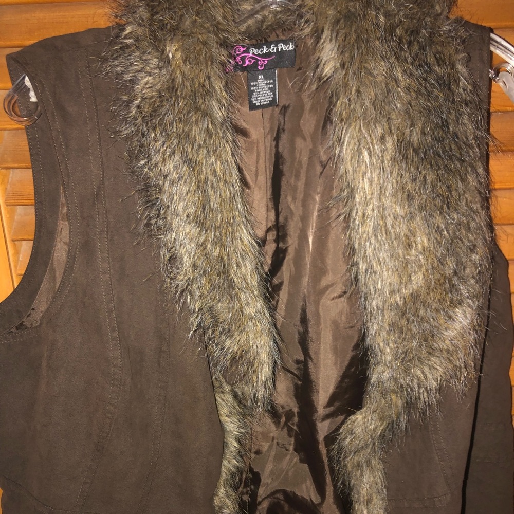 Brown fur vest